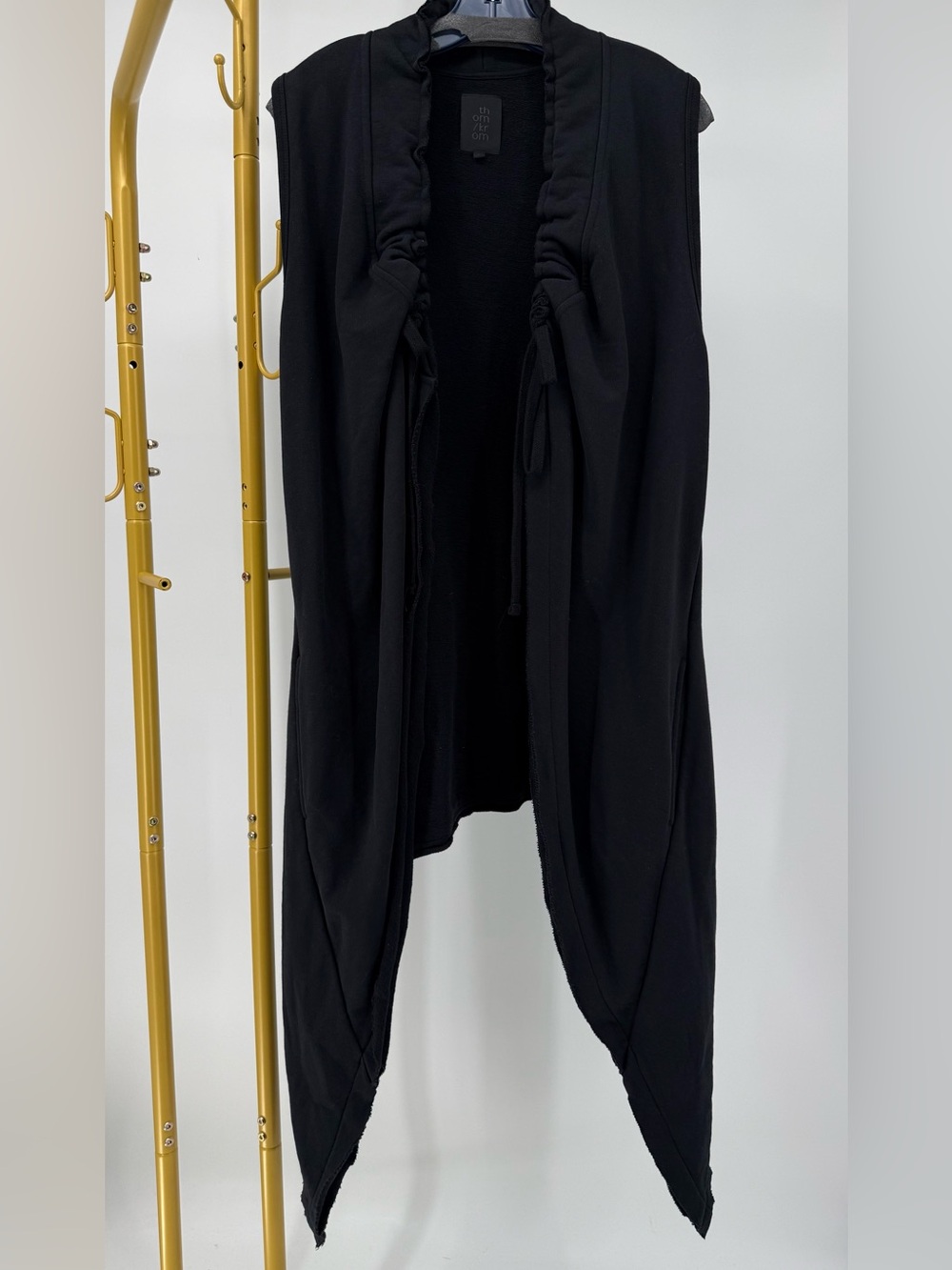 Thom Krom Black Avant Garde Asymmetric Draped Cotton Vest Size L